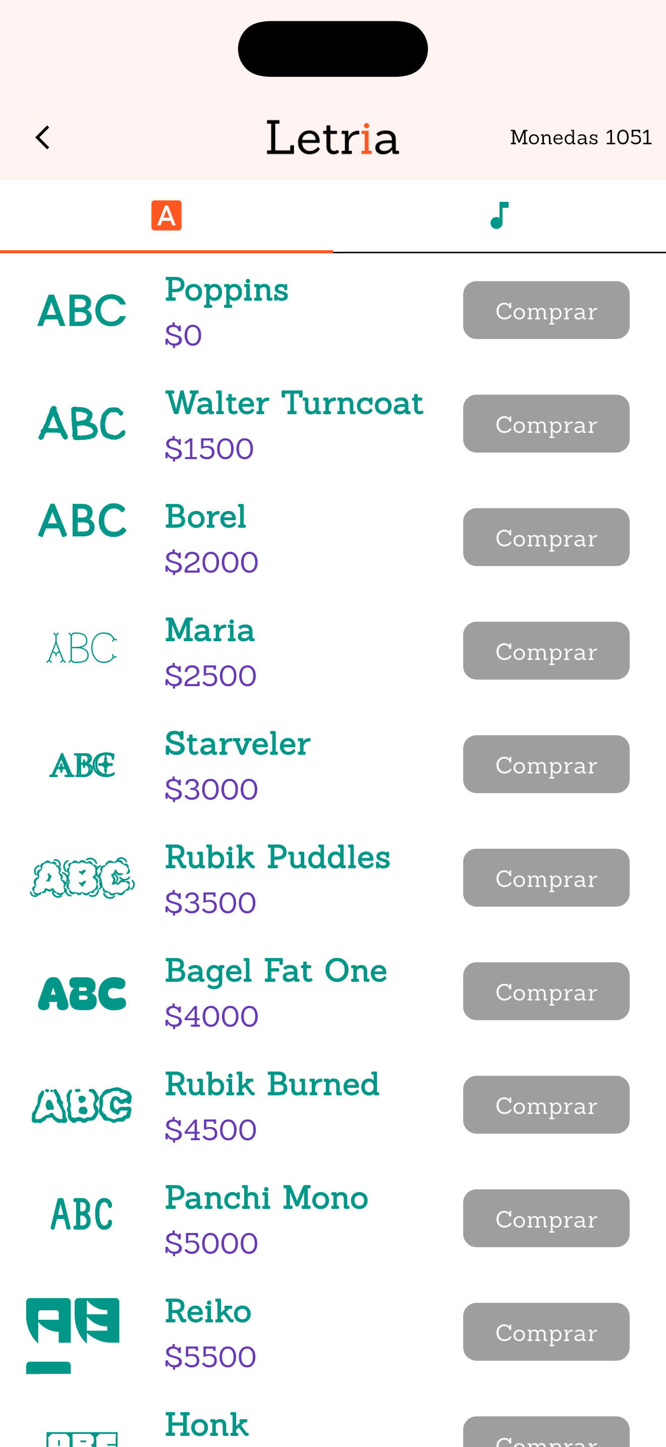 Tienda de tipografías